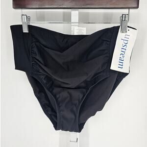 Upstream Womens Sz 14 Classic Solid Black Bikini Swimsuit Bottom NEW
